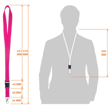 Schlüsselband mit Karabinerhaken aus Polyester pink