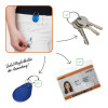 Ausweishalter blau transparent mit Schlüsselring und Clip