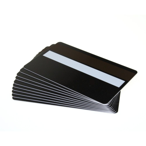 Blanko- Plastikkarten mit Magnetstreifen und Unterschriftenfeld schwarz