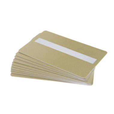 Blanko- Plastikkarten mit Unterschriftenfeld helles gold