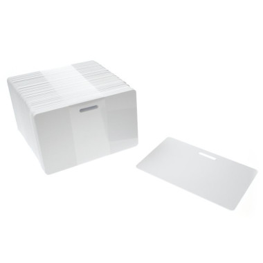 Blanko- Plastikkarten weiß horizontal mit Stanzung