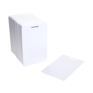 Blanko- Plastikkarten weiß vertikal mit Stanzung