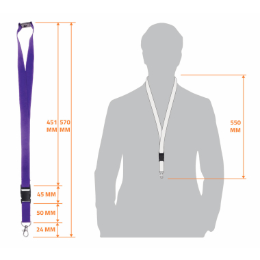 Schlüsselband mit Karabiner und Sicherheitsverschluss lila