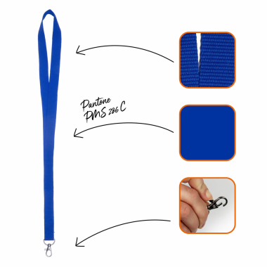 Schlüsselband blau mit Karabinerhaken aus Polyester