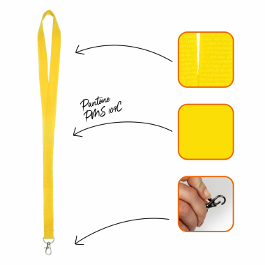 Schlüsselband gelb mit Karabinerhaken aus Polyester