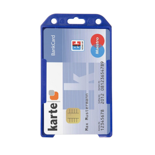 Kartenhalter vertikal Hartplastik blau offen