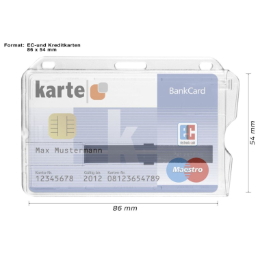 Ausweishalter für Plastikkarten mit Schieber