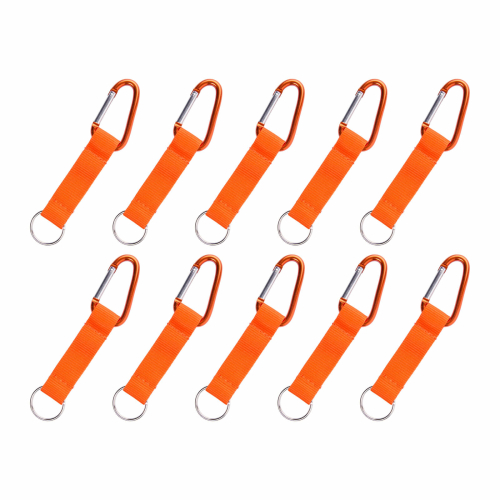 Schlüsselband kurz orange mit Schlüsselring und Karabiner