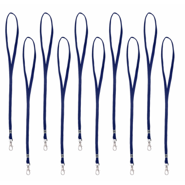 Schlüsselband marineblau aus Polyester mit Karabinerhaken