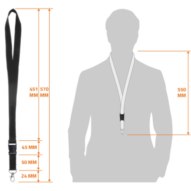 Schlüsselband mit Karabinerhaken aus Polyester schwarz