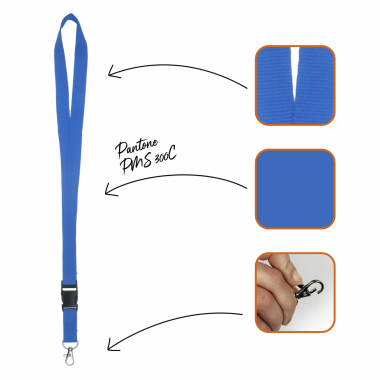 Schlüsselband mit Karabinerhaken aus Polyester hellblau